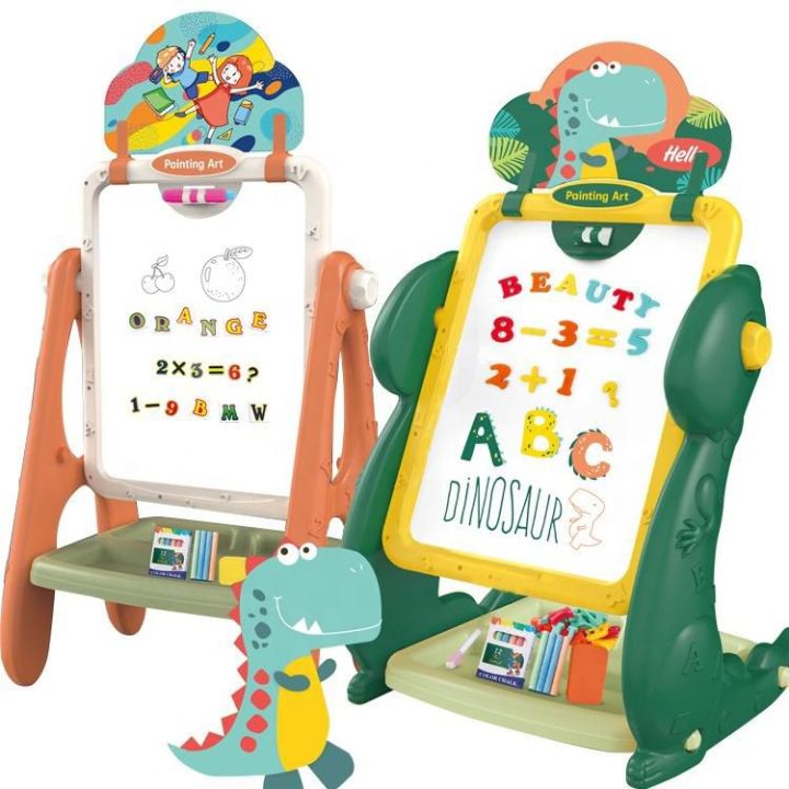 Dino Drawing Board ,Magnetic Dinosaur Colored Graffiti Erasable Stand Children’s Drawing Board , Children's Magnetic Drawing Board Magnetic Writing Board Colorful Doodles Home Erasable Stand Type Drawing Great Gift for Kids