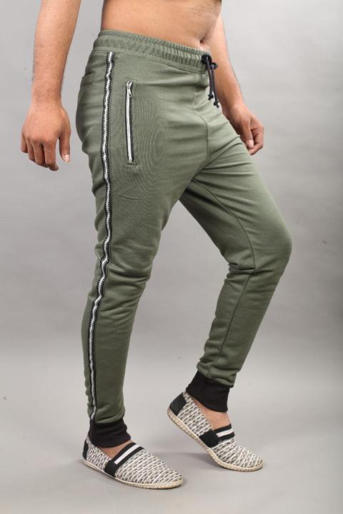 Gray Cotton Side Stripe Trouser For Men Streetwear