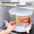 Rotating Large Capacityre Frigerator Cold Kettle With Lid And Faucet Split Fruit Teapot Lemonade Bucket Three-grid Rotating Ice Water Jug Household Juice Cold Drink Pot for Ice Tea Wine Coffee. 