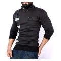 Black Side Zipper Loop Style Detachable Hood Mock FS-4584. 