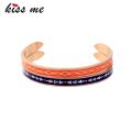 【happy one】KISS ME Brand 2pcs/set Orange Blue Bangles for Women Gold Color Bracelets & Bangles. 
