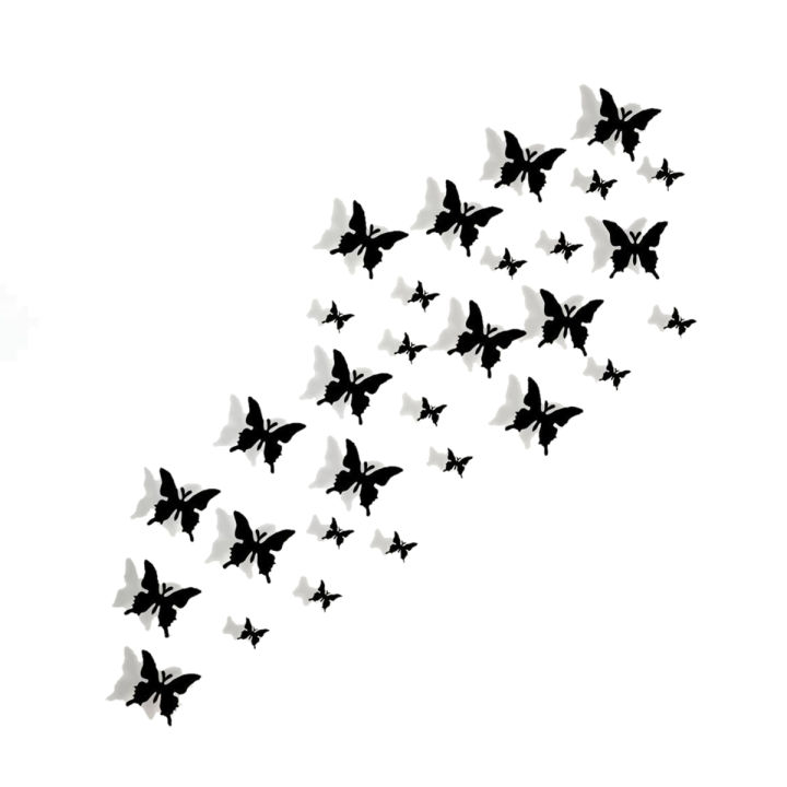 Pack of 30 Wooden Butterfly for Wall Décor, Black Butterfly Wall Décor, 6 Sizes Removable Butterfly for Wll Décor ,Decoration Wall Decals, Wall Stickers for Living Room, Bedroom