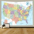 United States Map Tapestry Cartoon America USA State Distribution Colorful Educational Tapestry Wall Hanging for Kids Bedroom. 