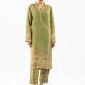 Maahru - Unstitched Fabric for women - 2 Piece - Olive Forest (Blended Lawn). 