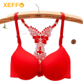Xeffo Sexy Front open Bra Lingerie Push Up Bra Lace double PaddedBra for women. 