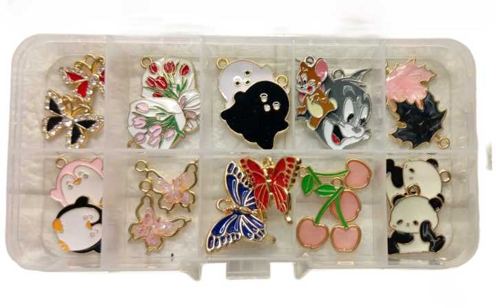 20 Pcs Mixed Charms Box – Cute Cartoon & Mini Shapes (Bow, Panda ...