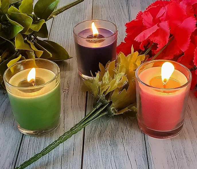 Scented Glass Candles Set of 3 in 1 Set Fragrances Rose, Desire & Lavender