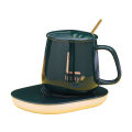 Smart Portable Coffee Tea Cup Warmer Heater Set Heating Cup Pad Ceramics Mug Thermostatic Electric Coaster 55℃ Mug Mat Office Tea Coffee Milk Heater with Cup Spoon. 