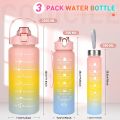 3pcs | 2pcs Motivational Water Bottle With Straw | 2L Gradient Color Drinking Water Bottle. 