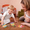 16 Pcs Popping Sound Mini Fidget Keychain Digits Toys Baby Sensory Toys Stress Relief Anti- Anxiety Early Education Flipping Board Toys for Babies Toddlers Kids Adults. 