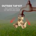 3/4 Inch 2 Way Hose Splitter Brass Y Valve Garden Tap Connector with 2 X3/4 Inch Brass Water Tap Outside Tap Kit. 