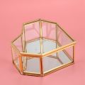 Flip Heart Shaped Geometric Glass Jewelry Box Glass Ring Box Exquisite Unique Wedding Jewelry Box Ring For Wedding Decoration. 