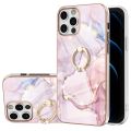 Case for iPhone 12 / iPhone 12 Pro Marble Pattern Hybrid Hard Back Soft TPU Bumper Case Cover with Ring Holder Stand. 