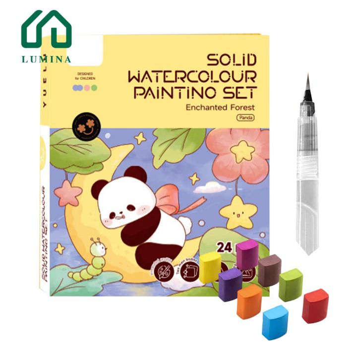 Lumina Kids Coloring Set Portable Watercolor Painting Kit with Cute Animal Designs for Kids Perfect Gift for Boys Girls Educational Fun Watercolor Coloring Book Set with Paintbrush Included Mess-free