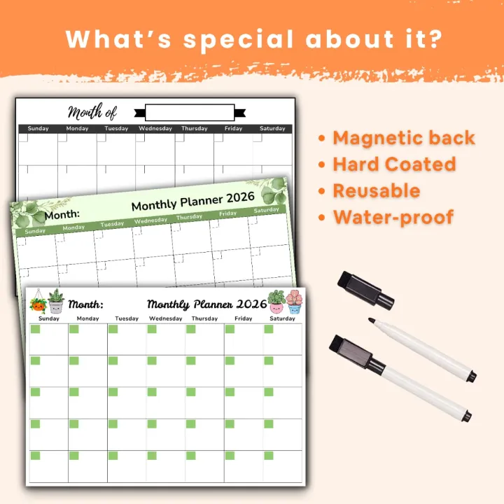 Magnetic%20Monthly%20Calendar%20for%20Refrigerator%2030%C3%9721%20cm%20(12%C3%979%20in)%20%7C%20Reusable%20Fridge%20Planner%20Board%20with%20Marker%20%7C%20Home%20Office%20Wall%20Organizer%20Schedule%20Planner%20-%20Image%202