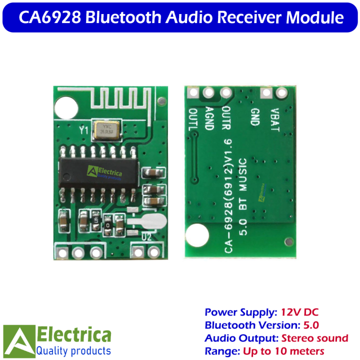 CA6928 Bluetooth Audio Receiver Module 12V Wireless Stereo Music Adapter for Amplifiers, Speakers & DIY Projects by Electrica