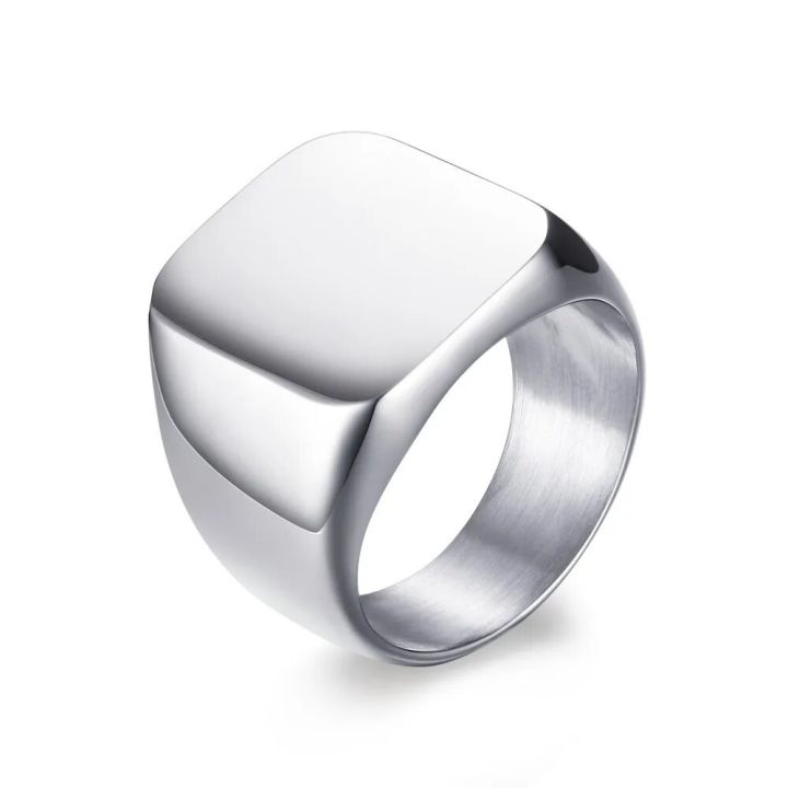 Solid Stainless Steel Men's Stamp Ring Wedding brands Signet Fine Jewelry Seal Male Boy Bridal Giftts