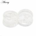 【Hengli jewelry story】Alisouy Crack Ear Piercing Jewelry 2pc Organic Shattered Quartz Glass Saddle Plugs Double Flared Tunnel Gauges. 