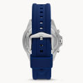 Fossil Garrett Blue Dial Chronograph Blue Silicone Strap Watch For Men FS-5709. 