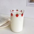 300 ML High Borosilicate Nana Cute Strawberry Water Milk Drinking Glasses Cup with Straw Upgrade Thickened Version Gift. 