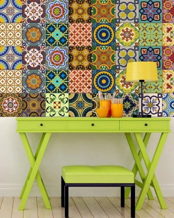 Techmanistan%20Pack%20Of%2012%20-%20Traditional%20Talavera%20Mediterranean%20Vintage%20Tile%20Stickers%20For%20Bathroom%20&%20Kitchen%20-%206x6%20Inches%20each%20-%20Image%203
