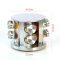 Revolving Spice Tower | Round Spice Rack | Set of 8 Spice Jars | Seasoning Storage Organization | Stainless Steel. 