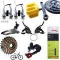 Complete Bicycle Gear Set 21speed, Total 8 Parts Including Chain wheel Set, Candy Brakes, Gear Shifter, Front & Rear Derailleurs, Chain, Freewheel, 1Pair Paddles, Bottom Set, Cycle Gear Kit Set Compatible for All Kind Of Bicycles. 