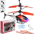 Alsimba Flying Helicopter Hand Induction Control With LED Light Gravity Sensor USB Rechargeable Toy For Kids - No Remote Required - Size Approx. 8 inches - Red. 