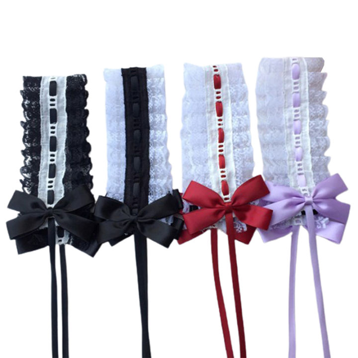 Lolita Tiara Headband Lolita Lace Bow knot Ribbon Maid Diy Headband