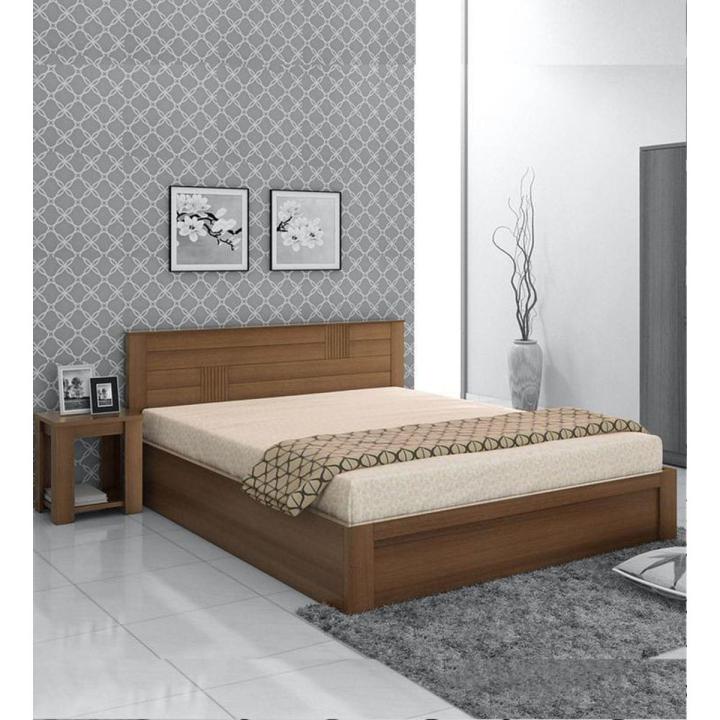 Ghania modern King size Bed in MDF Tactile Lasani wood Without Mattress.