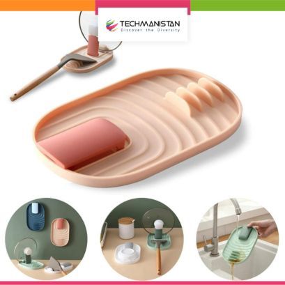Foldable Plastic Spoon Rest Lid Holder Stand, Pots Lid Stand, Foldable Spoon Rest Holder Pot Lid Holder Stand Shelf Cooking Storage Stand Spoon Holder Stand With Lid Kitchen Organizer, Hanging Pot Lid Rack, Lid And Spoon Rest, Pot Cover Holder
