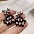 Cute Niche Design Small Size in Purple Monster Cat Stud Earrings for Women ins Sweet Cool Y2K Hot Girl Earrings Personalized Earrings. 