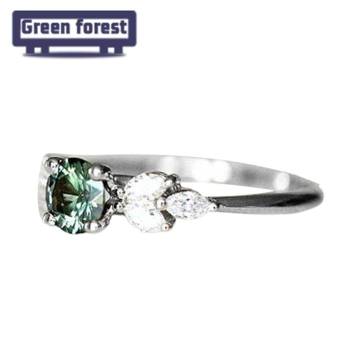 Green forest Ring Transparent Fine Workmanship Geometric Finger Ring
