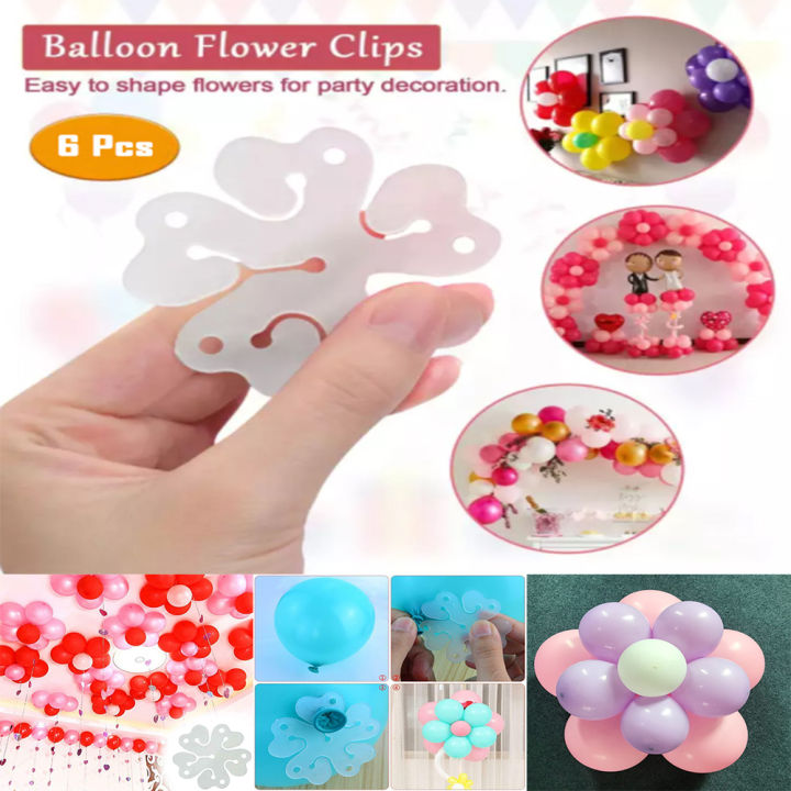 Decoration Items Plastic Flower Balloons Clip Balloons Decoration Balloons Accessories Balloon Flower For Wedding Birthday Supplies 6Pcs