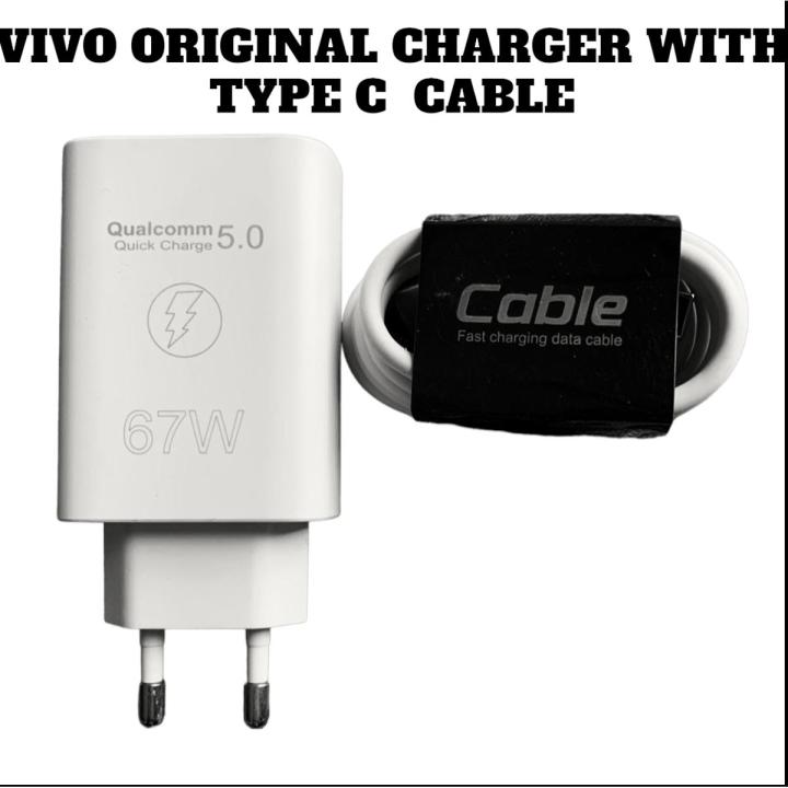 Vivo Original Charger With 6 Ampere Type C cable Compatible For Vivo And Other Android which  supports type c cable