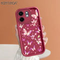 Hontinga for Infinix Smart 9 Hot 50i Mobile Phone Cover Pink Butterfly Pattern Case Ladder Soft Camera Protection Rubber Back Cover. 