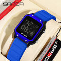 Sanda Classic Small Square Watch Simple Trendy Night Light Waterproof Electronic Men's Watch SD2174-8. 