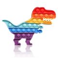 Push Pop Bubble Fidget Toy Pop It Silicone Toy - 5 inches - Rainbow Dinosaur. 