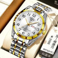 Roshnni Swiss original genuine automatic mechanical watch men's waterproof luminous calendar imported movement business steel watch. 