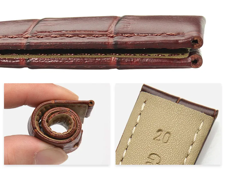 Vanet Genuine Leather Bands For Fitbit Versa 3 & Sense - Replacement Straps Brown Black White Pink