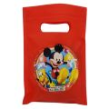 MICKEY MOUSE THEME GOODY BAGS - PACK OF 10 GOODY BAGS - MICKEY MOUSE FABRIC MATERIAL GOODY BAGS. 