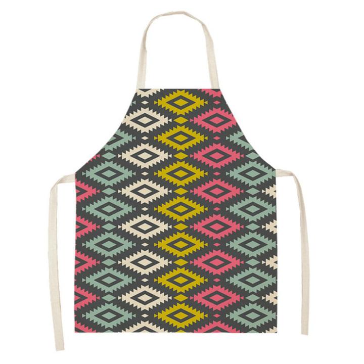 Geometric Pattern Apron Linen Children Adults Wave Triangle Nordic Sweet Apron for Home Kitchen Cooking Baking 55x68cm
