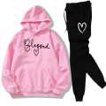 REVIBE - Pink Trendy Printed Tracksuit For Girls & Womens - Soft & Comfortable Fleece Fabric Hoodies For Girls. 