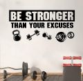 WallsArt Store Be Stronger Than Your Excuses Sticker, Gym Wall Decal Exercise Wall Sticker, Fitness Wall Decor for Gym, Inspirational Wall Quotes Sticker. 
