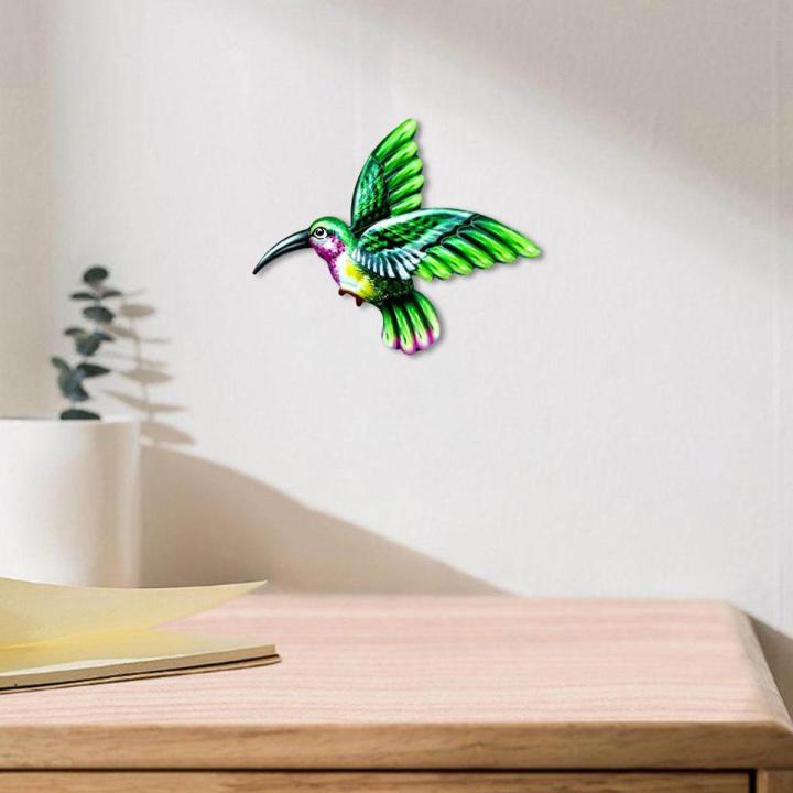 Metal Hummingbird Garden Wall Decor Colorful Outdoor Fence Art Patio Sculptures Hanging Decorations for Yard Porch Living Room Bedroom Home
