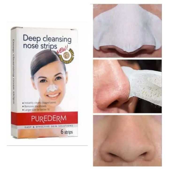 PUREDERM Deep Cleansing Nose Strips Easy & Effective Skin Solutions Pack of 6 Strips for Pore Perfection