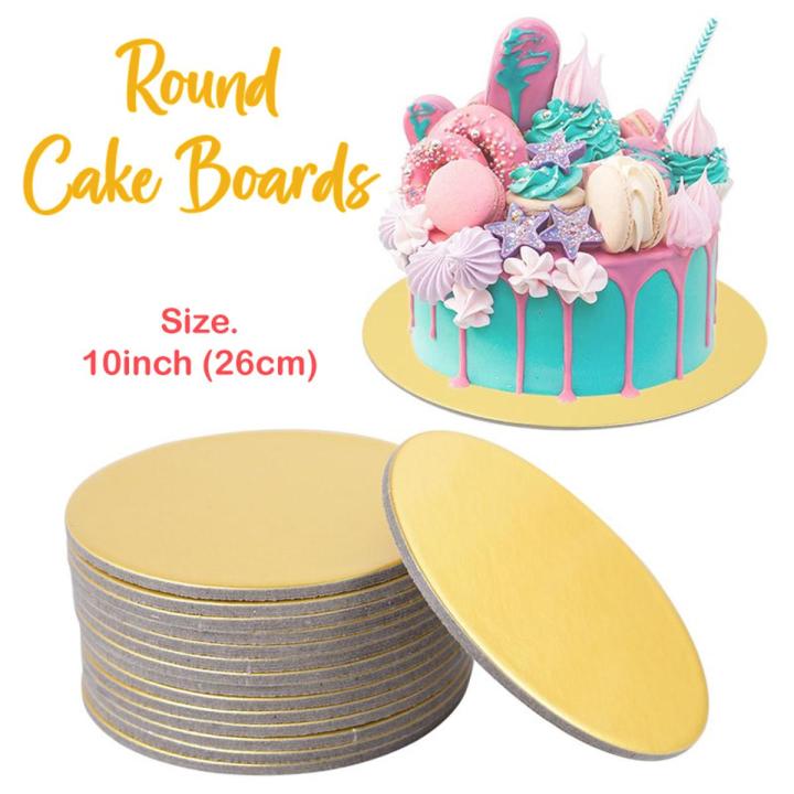 4pcs - 10 Inches Round Cake Boards Set Cakeboard Base Disposable Paper Cupcake Dessert Tray Cake Tools for Wedding Birthday