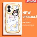 JIUMOO For VIVO Y22 Y22s Case Cartoon Kuromi Sanrio Family Colorful Lovely Cream Wave Border Soft Clear Shockproof Phone Cases Creative Camera Transparent Casing Simple Silicone Protective Cover. 
