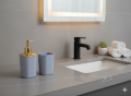 IKEA STORAVAN Polypropylene Plastic 3-piece Bathroom Sets (Soap Dispenser, Toothbrush Holder & Soap Dish) (Grey). 