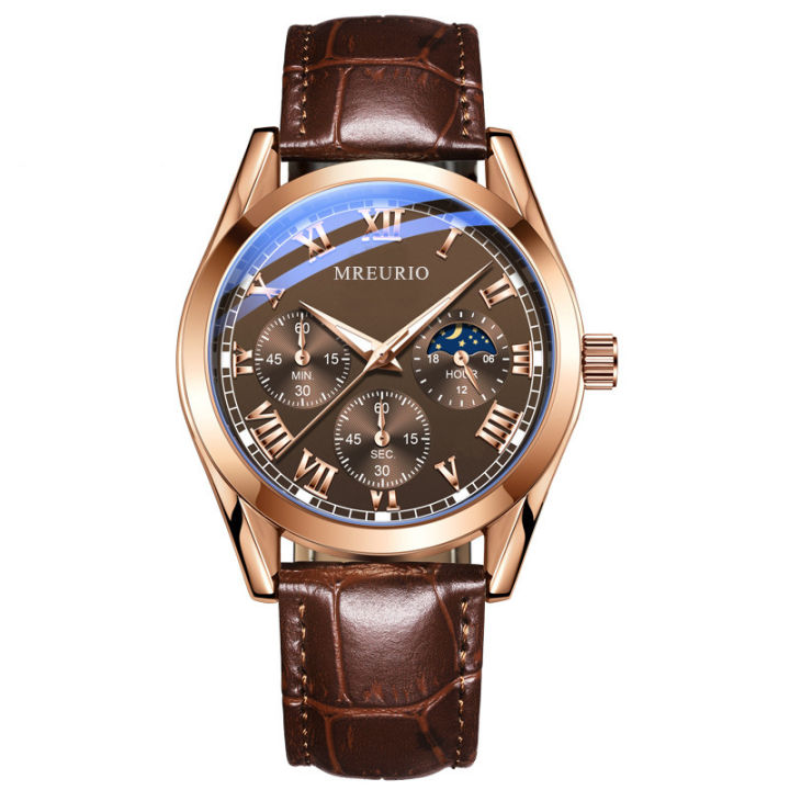 【S Elvey Trend Store】Lanz Live Business Watch Men Belt Quartz Factory Stock Wholesale One Peace Dropshing-Waterproof Fashion Business Luxury Clock